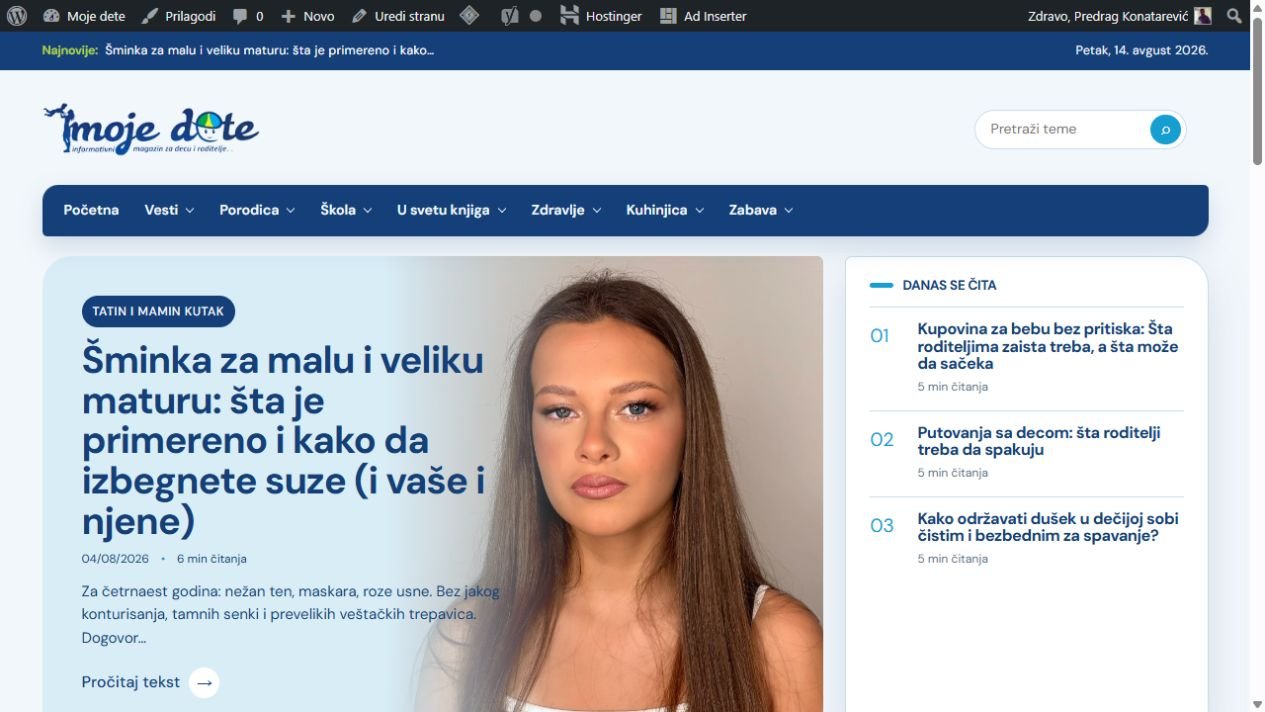 Prikaz sajta mojedete.info